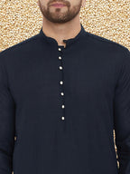 Even Apparels Men's Pure Cotton Navy Kurta | Grocsy