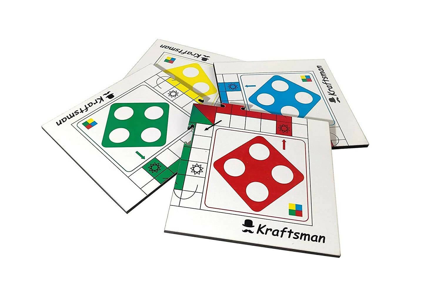 Kraftsman Wooden Portable Ludo Board Game for Kids and Adults (11?11 Inches) | Travel Pouch Included for Pawns and Dice | Grocsy