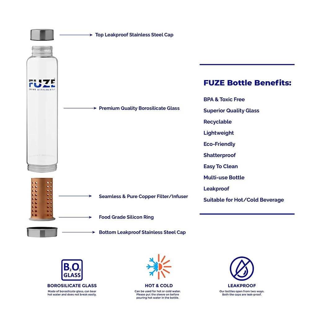 Fuze Glass Bottle With Pure Copper Filter | Grocsy