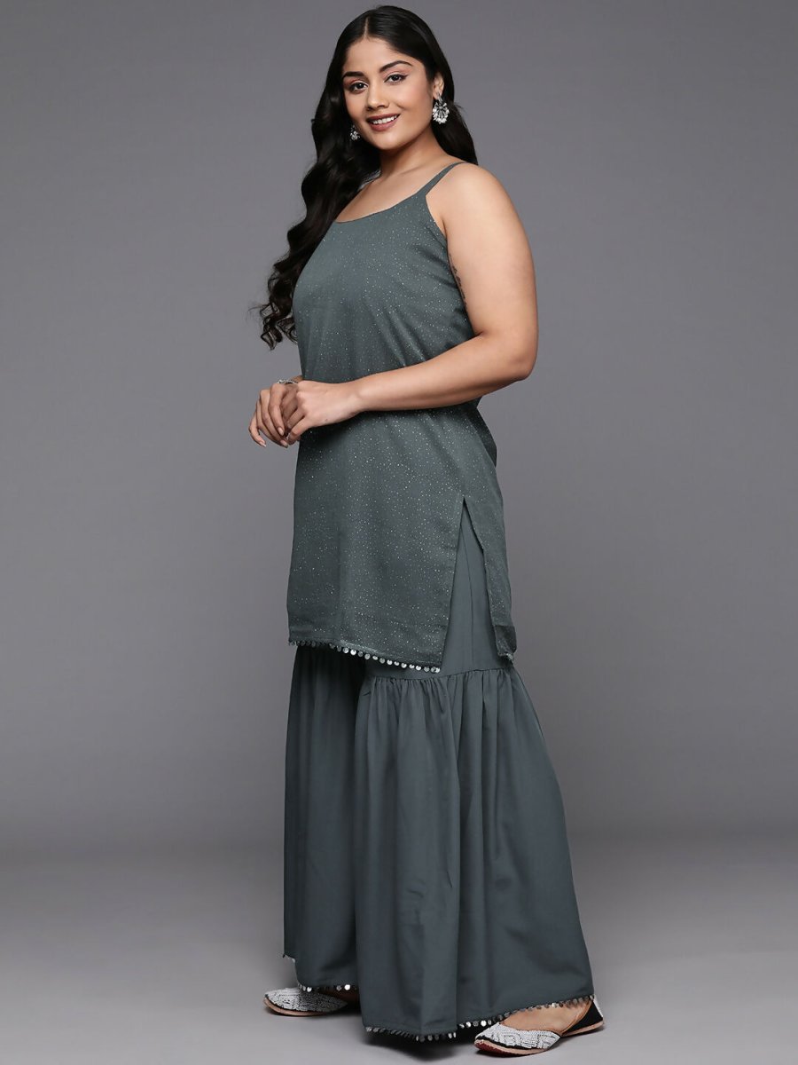 Ahalyaa Women's Traditional wear Kurta Set - Grey | Grocsy