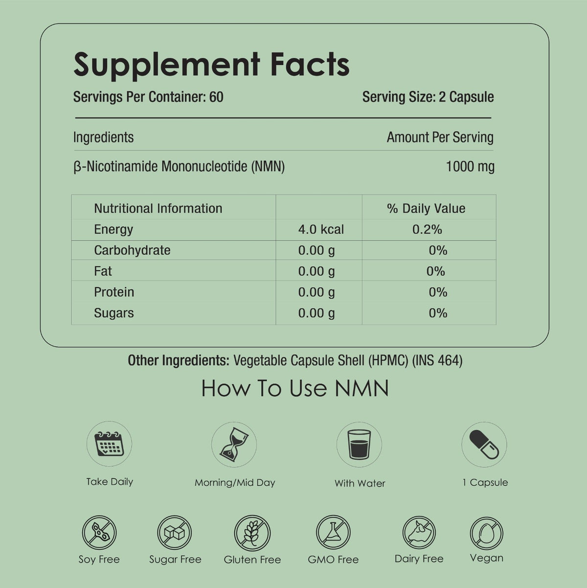 GATACA Pure β-NMN - 1000 mg Capsules, Backed by 21 Patents | Grocsy