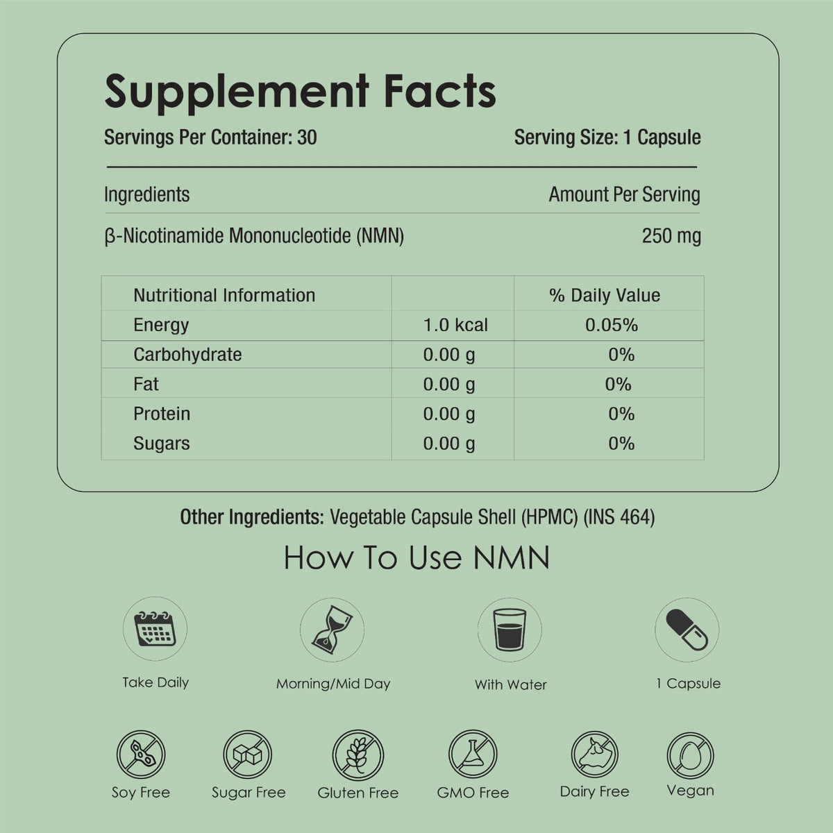 GATACA Pure β-NMN -  250 mg Capsules, Backed by 21 Patents | Grocsy