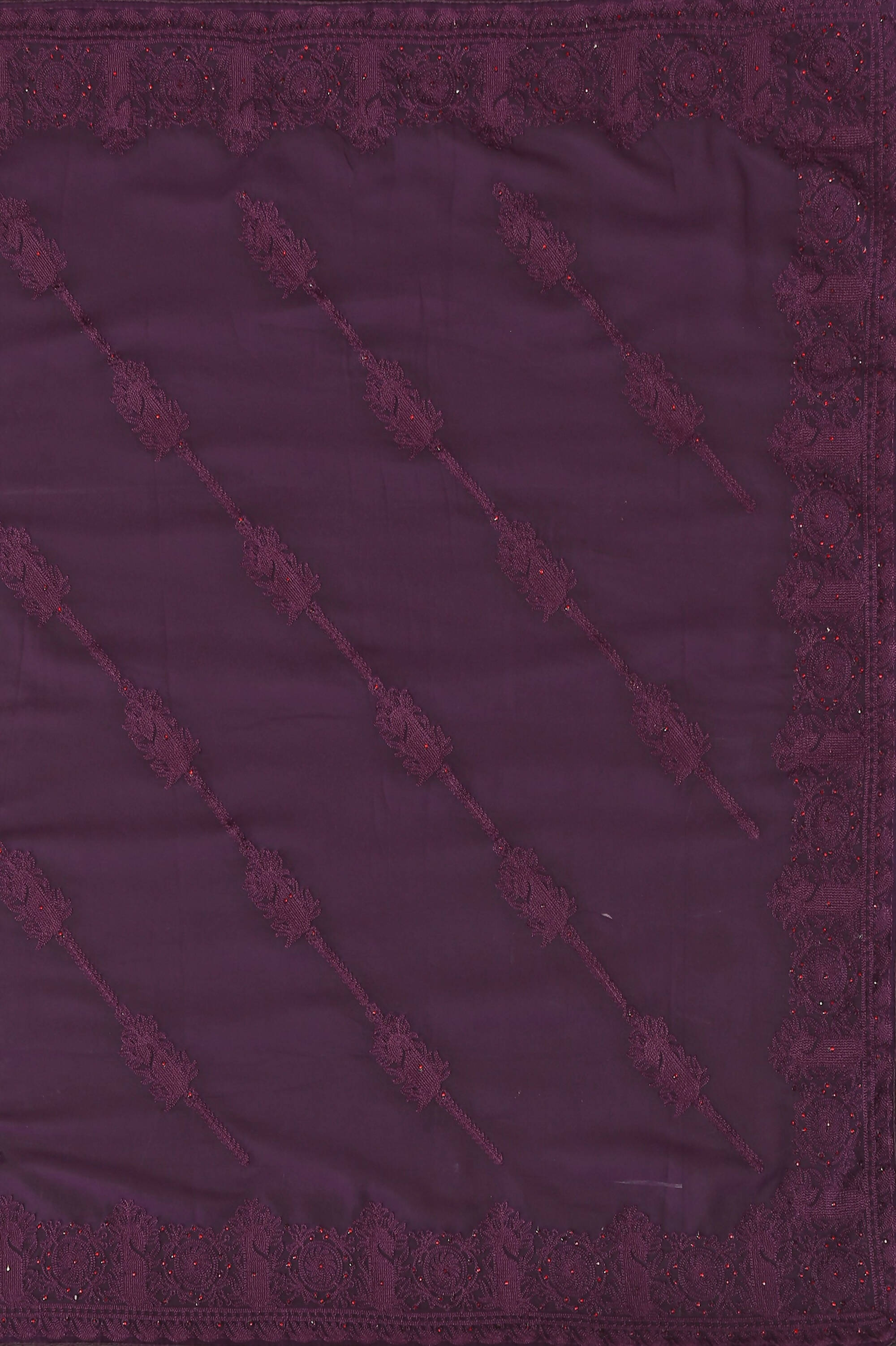 Purple Georgette Embroidered and Stone Work Saree with Unstitched Blouse Piece - Roozal | Grocsy
