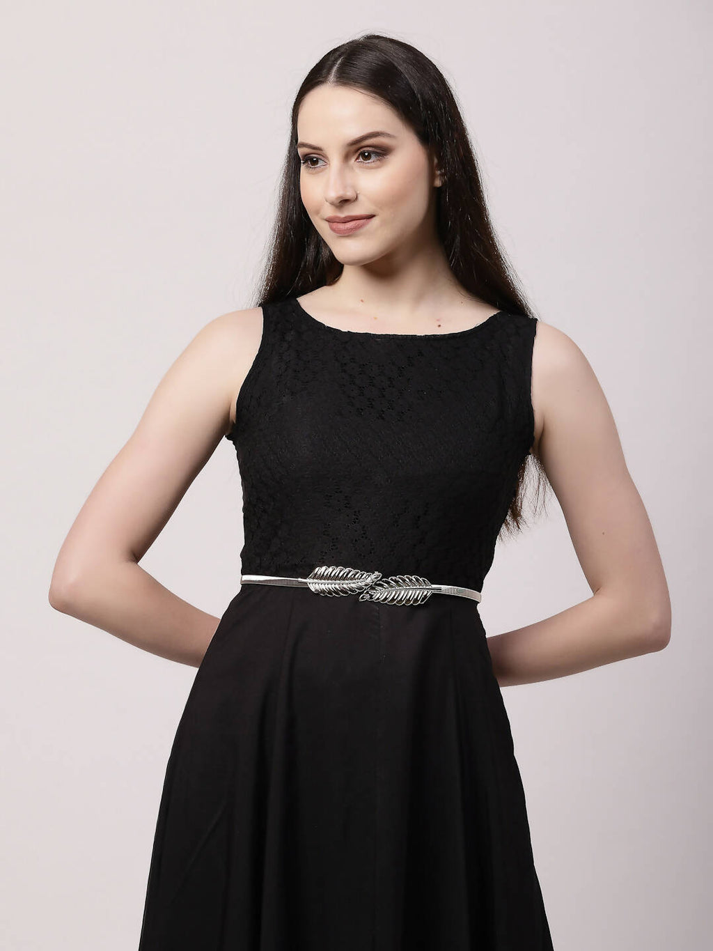 NVR Women Circular Silver Plated Stretchable Metal Belt | Grocsy