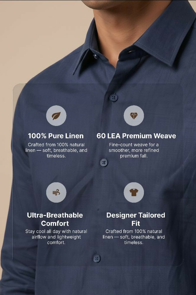 Horizon — Blue Cotton Shirt by Hilo Design | Grocsy