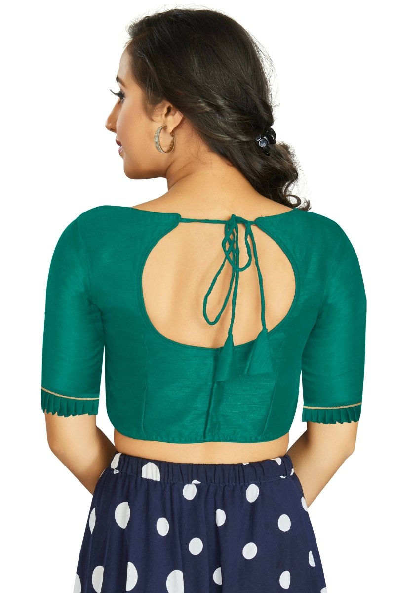 Aastha Fashion Women's Sea Green Art Silk Designer Party Wear Readymade Blouse | Grocsy