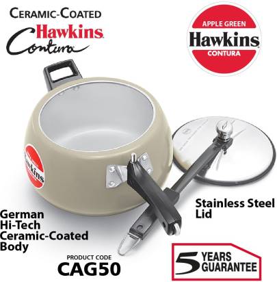 Hawkins Ceramic Coated Contura 5 L Pressure Cooker (CAG50) | Grocsy
