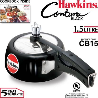 Hawkins Contura Black 1.5 L Pressure Cooker (CB15) | Grocsy