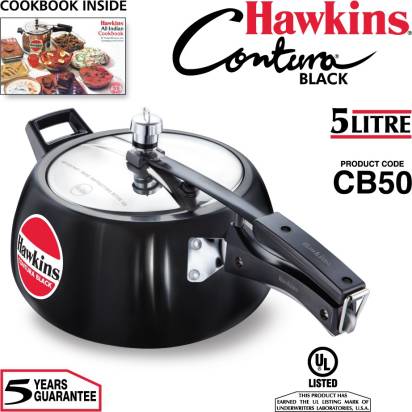 Hawkins Contura Black 5 L Pressure Cooker (CB50) | Grocsy