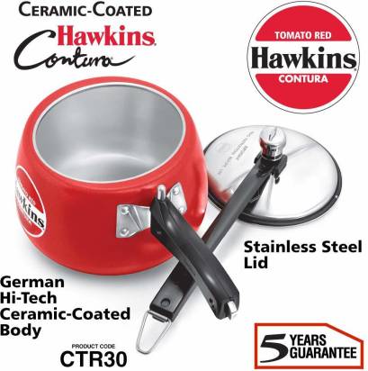 Hawkins Ceramic Coated Contura 3 L Pressure Cooker (CTR30) | Grocsy