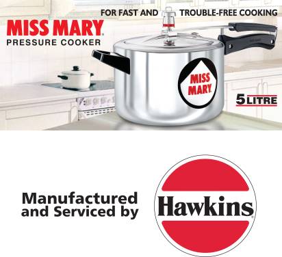 Hawkins Miss Mary 5 L Pressure Cooker MM50 (Aluminium) | Grocsy