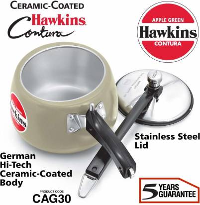 Hawkins Ceramic Coated Contura 3 L Pressure Cooker (CAG30) | Grocsy