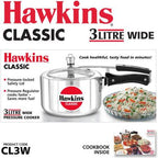 Hawkins Classic Wide Pressure Cooker Aluminium 3 Litre (CL3W) | Grocsy