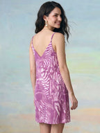 Janasya Lavender A-Line Cotton Dress | Grocsy