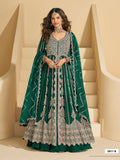 Anaita D Green Chinon Readymade Anarkali Lehenga with Heavy Embroidery Work | Grocsy