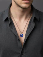 NVR Silver Plated Evil Eye Pendant with Chain for Men & Women | Grocsy