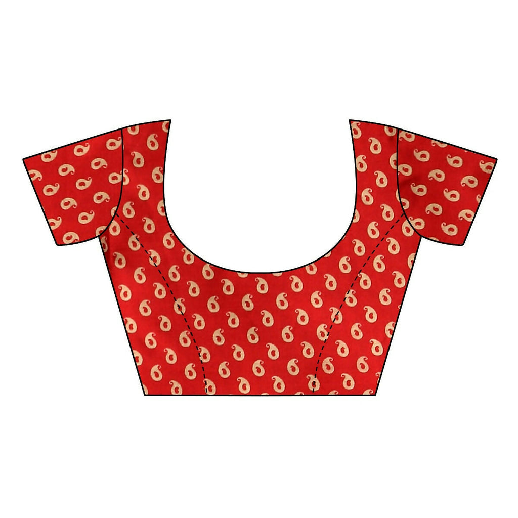 Vamika Red Printed Art Silk Saree | Grocsy