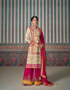 Anaita Pink Embroidered Silk Fully Stitched Plazo suit | Grocsy
