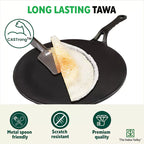 The Indus Valley CASTrong Cast Iron Concave Tawa, Pre-seasoned, Nonstick, 100% Pure, Toxin-free, Spatula, 25.4cm, 1.9kg | Grocsy
