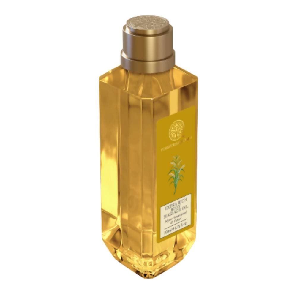 Forest Essentials Extra Rich Body Massage Oil Mysore Sandalwood & Vetiver | Grocsy