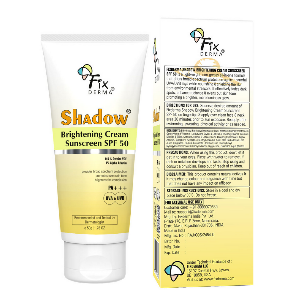 Fixderma Shadow Brightening Cream Sunscreen SPF50 PA+++ UVA/UVB | Grocsy