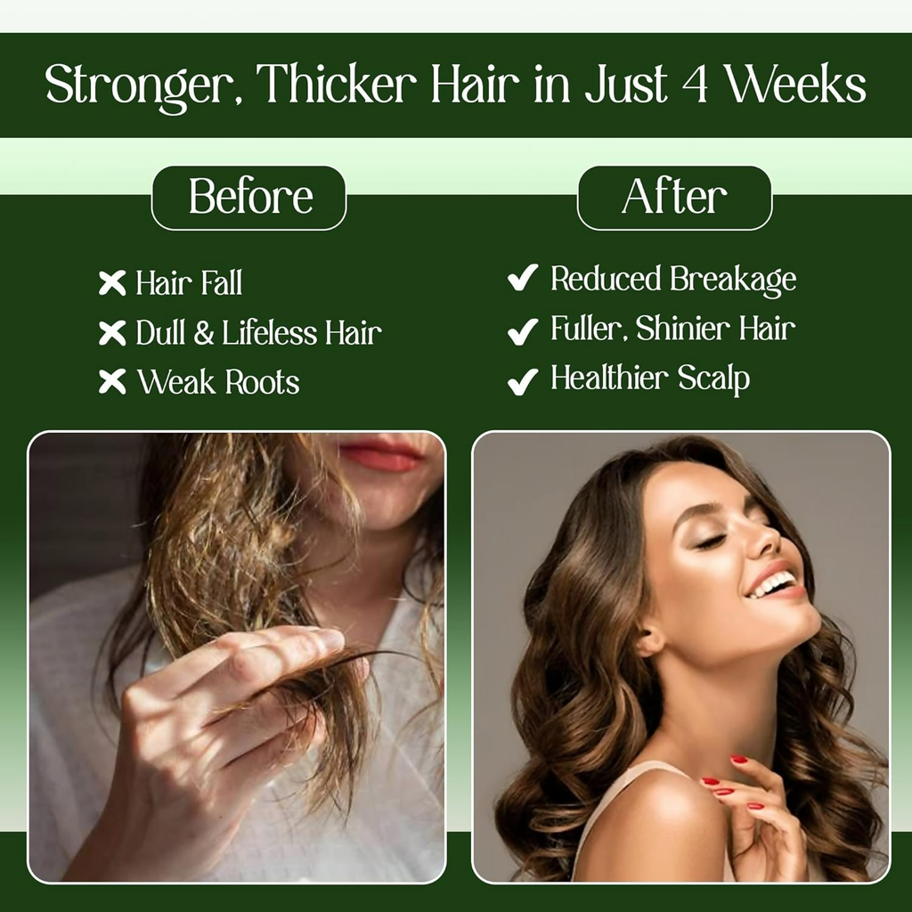 Him Ayurveda Green Tea Bringha Hair Cleanser Ayurvedic Shampoo For Hair Growth & Hair Fall Control | Grocsy