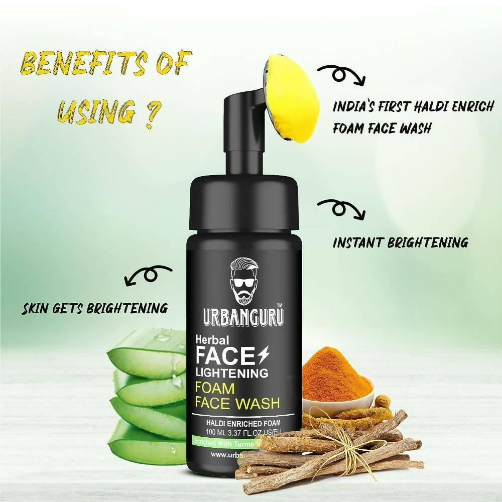 Urbanguru Men's Face Lightening Haldi Foam Face Wash | Grocsy