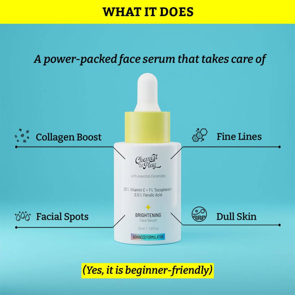 Chemist at Play 10% Vitamin C Skin Brightening Face Serum For Glowing, Radiant Skin | Grocsy