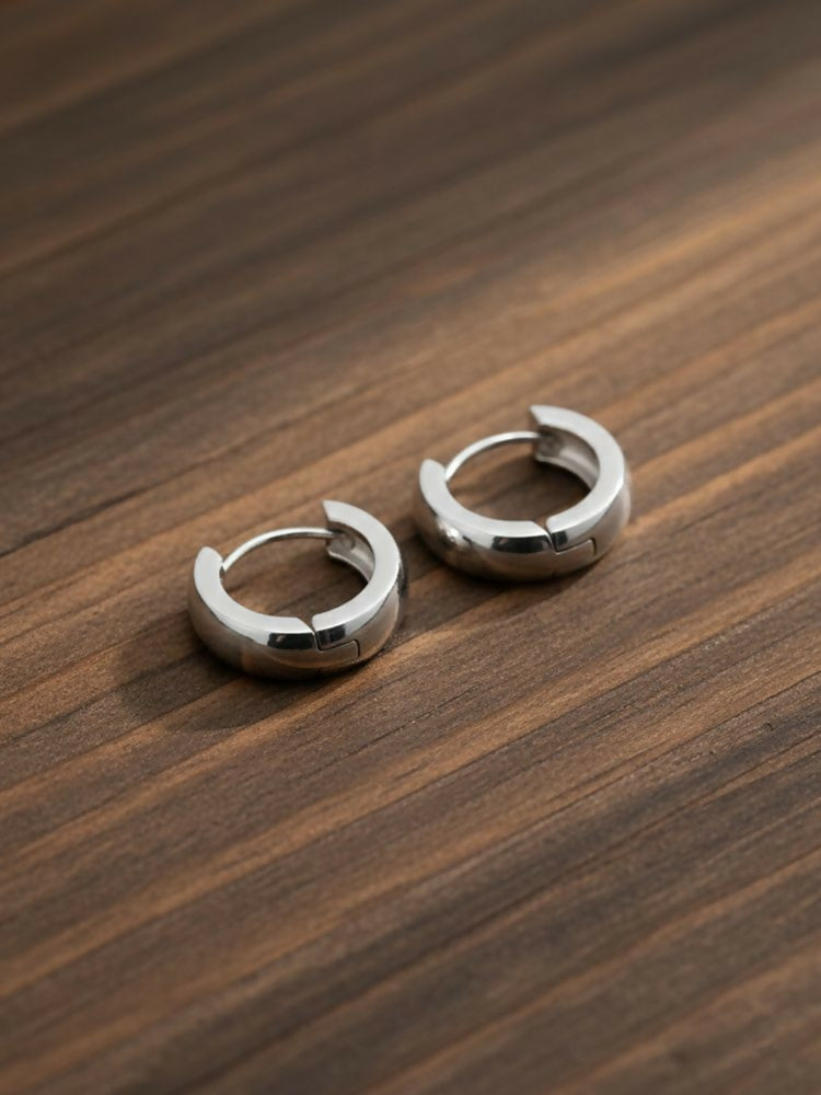 NVR Men's Silver Plated Hoop Earrings | Grocsy
