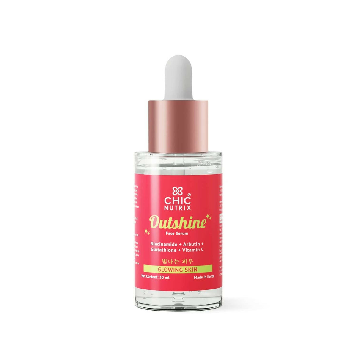 Chicnutrix Outshine 2% Niacinamide + Vit C + Glutathione Korean Face Serum Helps Brighten Dull Skin and Clear Dark Spots, Korean Skincare | Grocsy