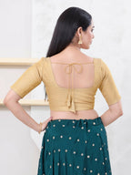 Joban Fashion Gold Tissue Elbow Sleeveless Front Open Blouse | Grocsy