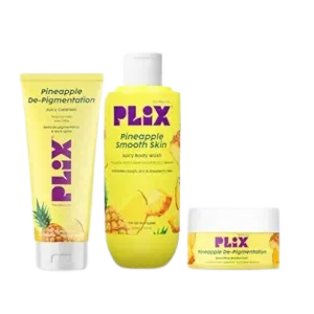 PLIX The Plant Fix Pineapple Trio With Cleanser, Body Wash & Cream | Grocsy