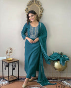 Partywear Designer Firozy Rayon Slub Stitched Suit With Dupatta - Tanisha | Grocsy