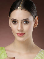NVR Women's Gold-Polished CZ Stone-Studded Borla Maang Tikka | Grocsy