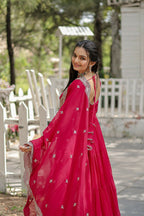 Joban Fashion Pink Georgette Sequence Embroidery Work Kurta Set | Grocsy