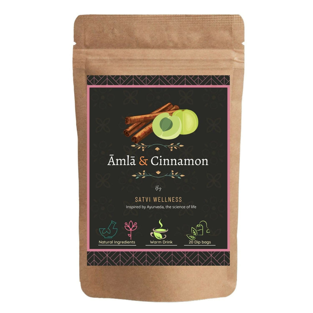 Satvi Wellness Amla Cinnamon Tea | Blend Of Amla And Cinnamon Tea Bags| Blend Of Indian Gooseberry And Cinnamon | Herbal Tea | Grocsy