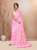 Joban Fashion Light Pink Cotton Blend Jamdani Saree | Grocsy