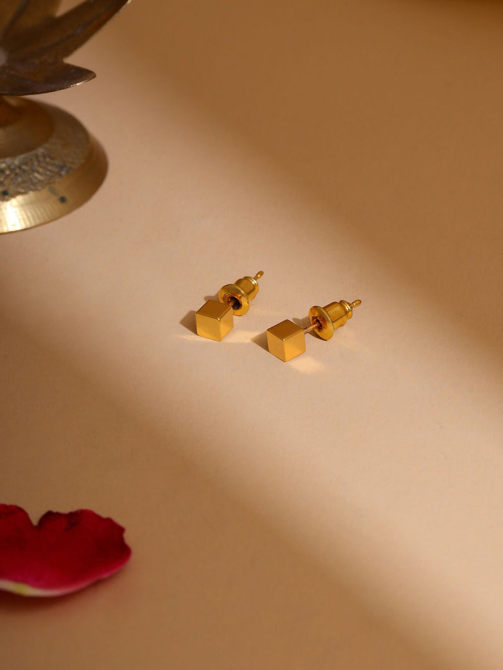 Ruby Raang Golden Square Studs | Grocsy