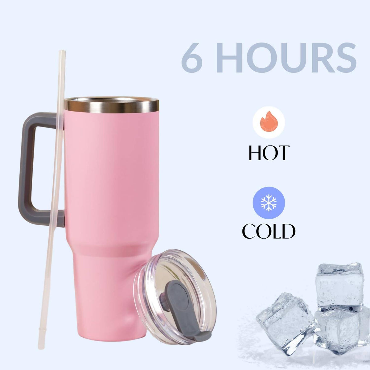 Nestasia Tumbler with Handle Straw & Lid - 1.2L (Pink) | Grocsy