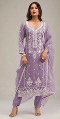 Anaita Light-lavender Embroidered Silk Stitched Salwar Suit | Grocsy