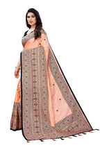 Vamika Peach Sana Silk Printed Saree (Nihal Peach) | Grocsy