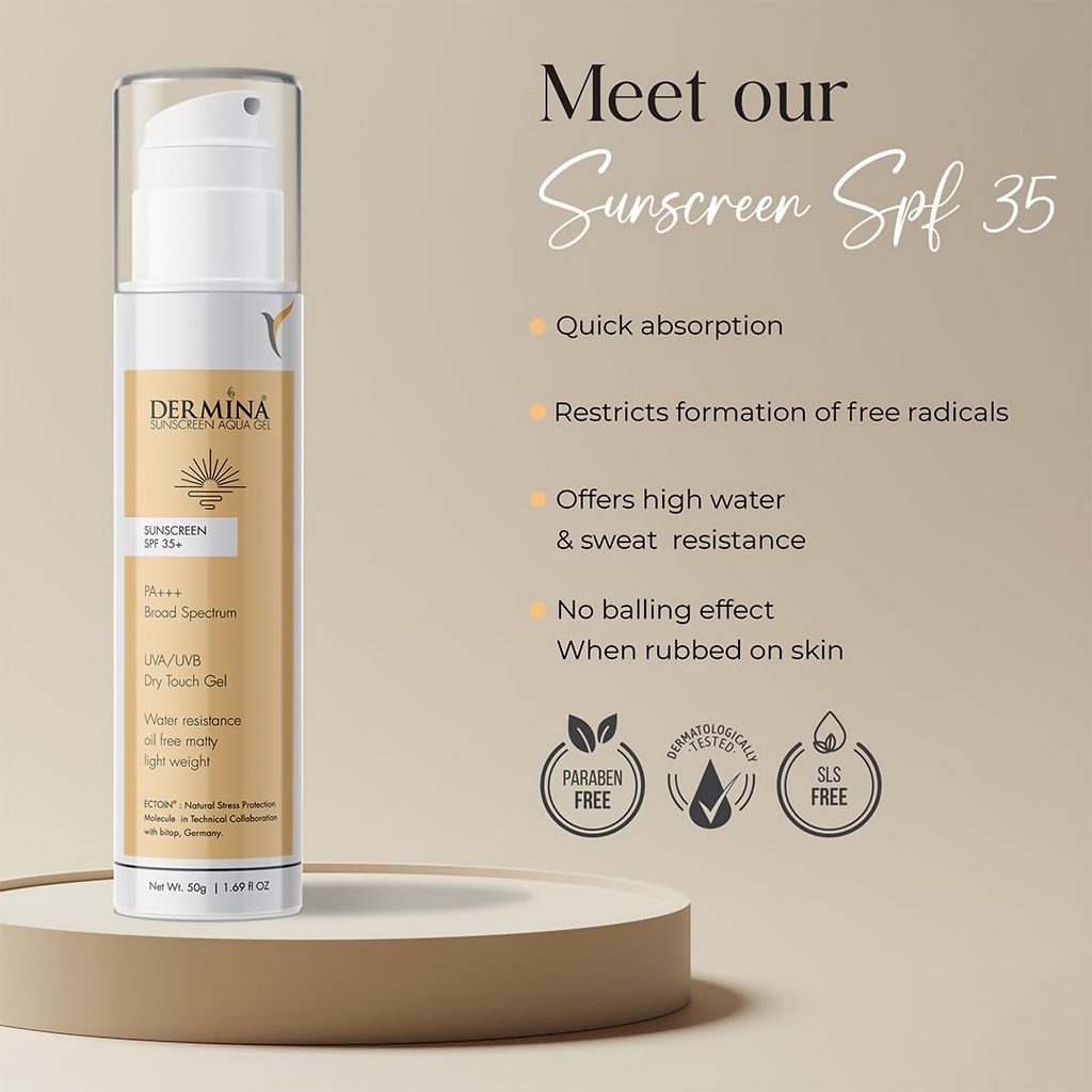 DERMINA Sunscreen Aqua Gel SPF 35+ PA+++ Broad Spectrum | Grocsy