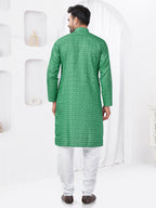 Joban Fashion Men's Rayon Cotton Green Printed Kurta Pyjama set | Grocsy