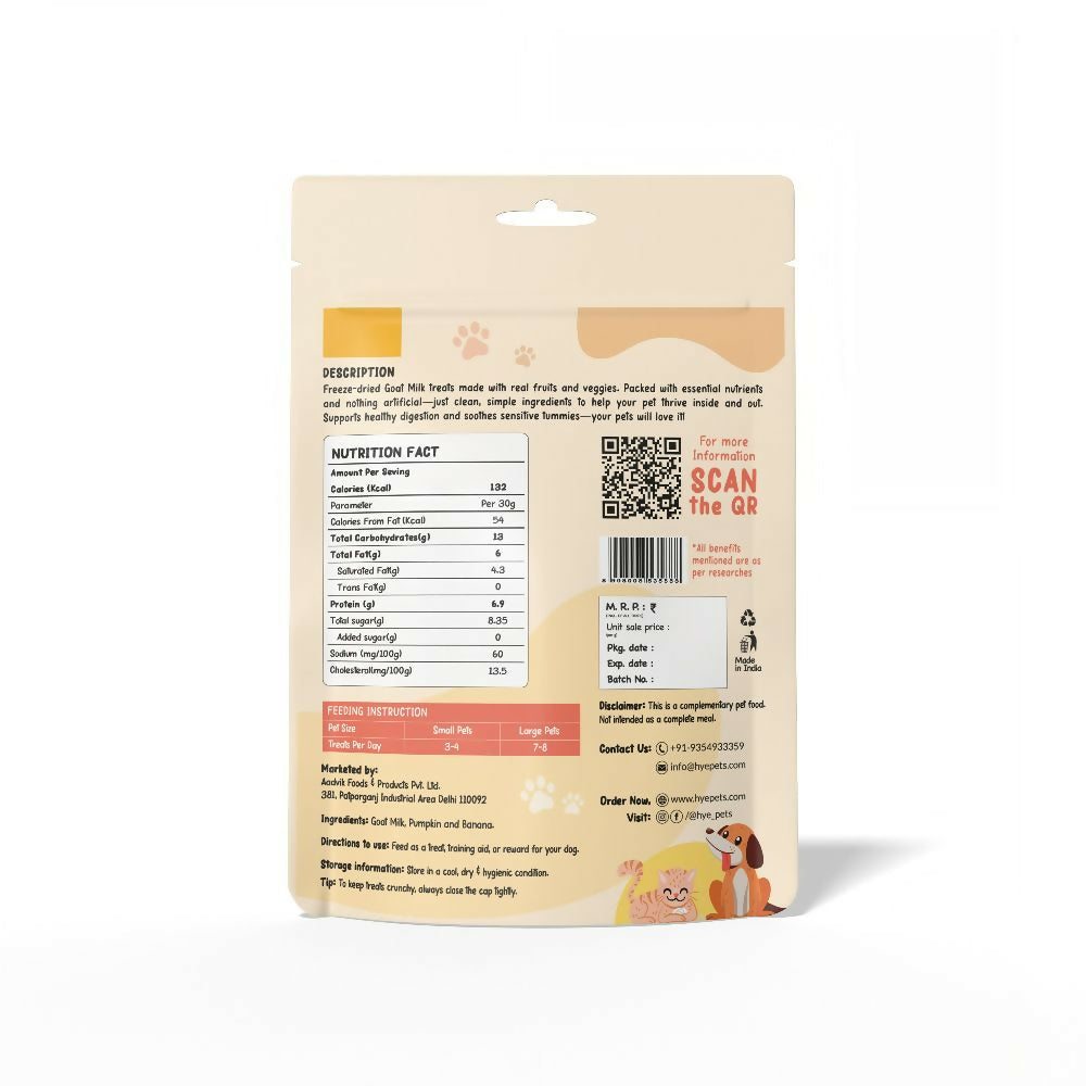 Hye Pets Super Treats For Super Pets – Freeze Dried Treats Made With Goat Milk, Pumpkin & Banana | Grocsy