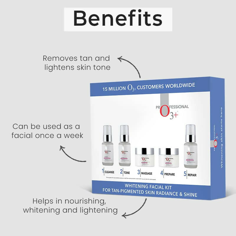 Professional O3+ Whitening Facial Kit for Tan-Pigmented Skin | Grocsy