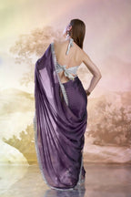 Lavender Satin Rangoli Solid Fancy Designer Saree - Nafisa | Grocsy