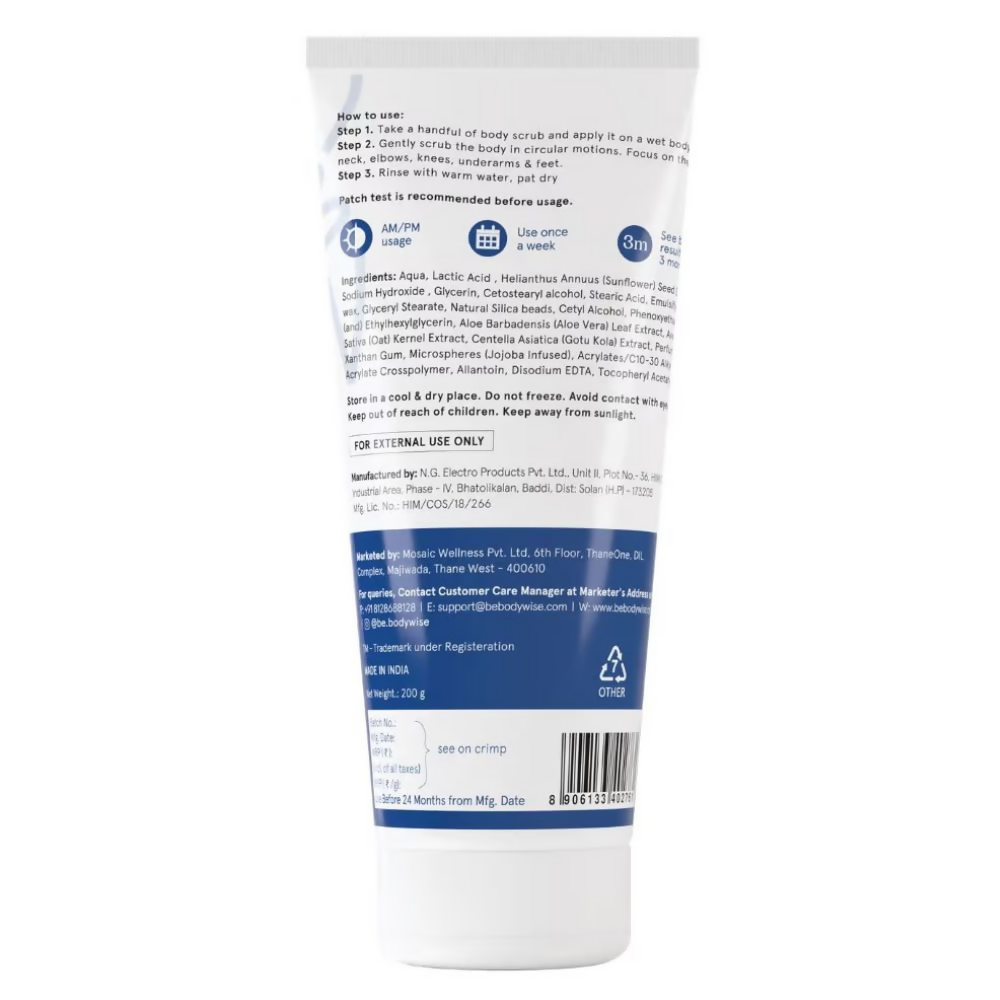 BeBodywise 10% AHA Lactic Acid Body Scrub | Grocsy