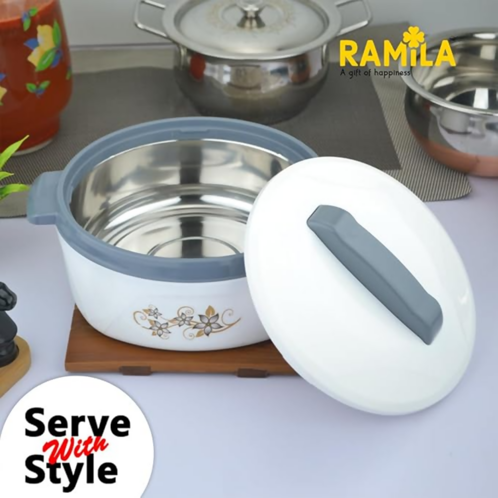 ramila Brand Insulated Inner Steel Casserole for Roti - White | Grocsy