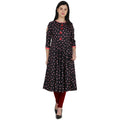 Kanoor Garment Women's Black A Line Round Neck Kurti | Grocsy