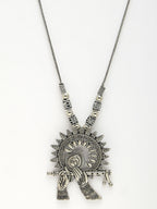 NVR Women's Silver-Toned German Silver Oxidised Pendant with Chain | Grocsy